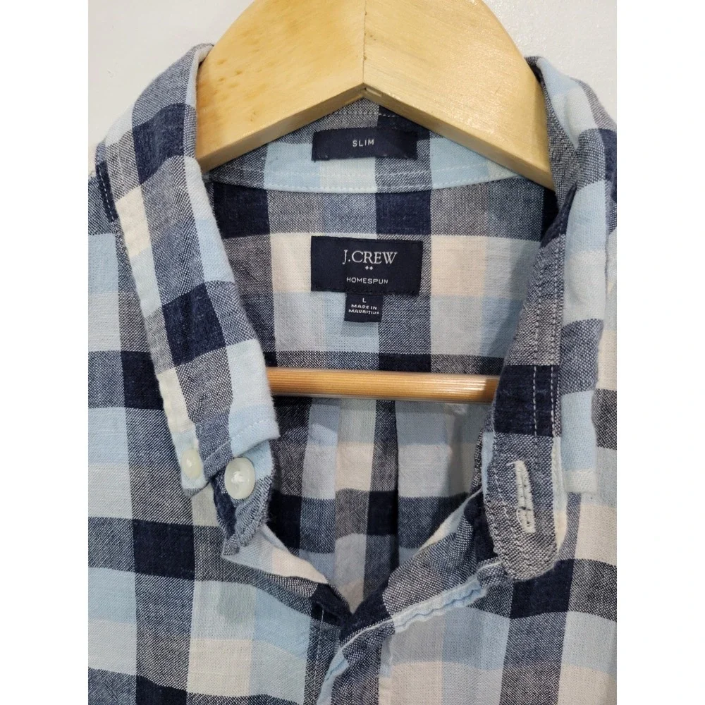 J Crew Mens Homespun Plaid Button Down Shirt Long‎ Sleeve Slim Fit